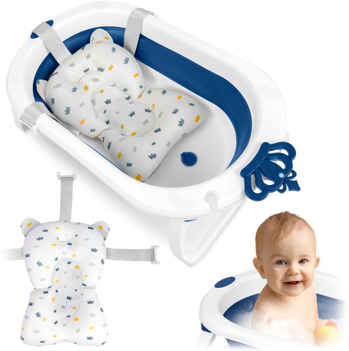 Omgoods - Opvouwbaar Babybadje met Antislip en Kussen