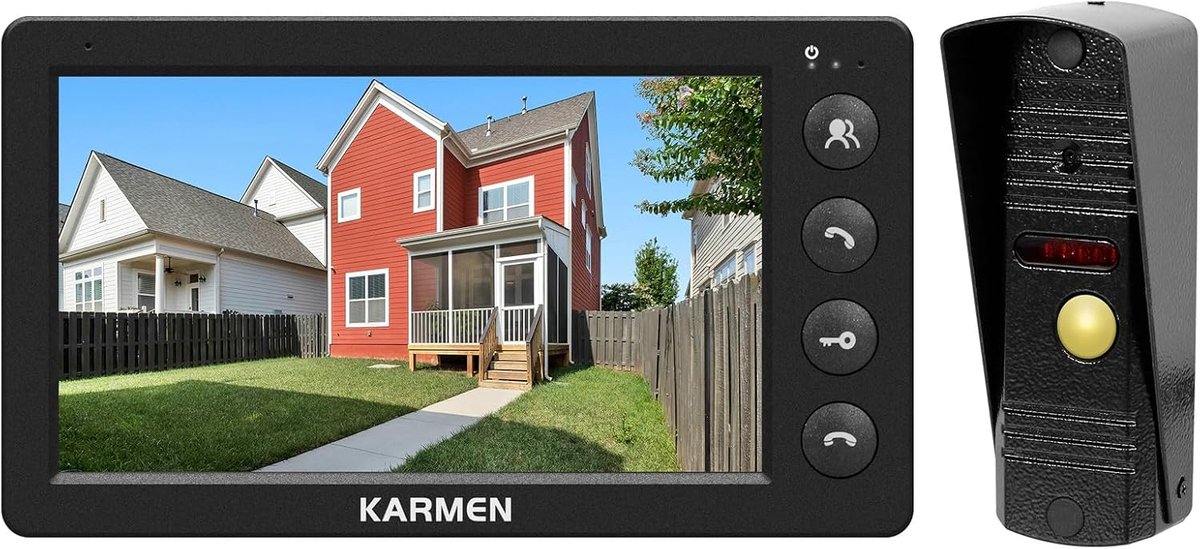 SnelShoppen - Videodeurintercom 7 Inch met Metalen Bel, Infrarood Nachtzicht, Waterdicht IP65, 16 Toon Afstandsbediening, Zwart