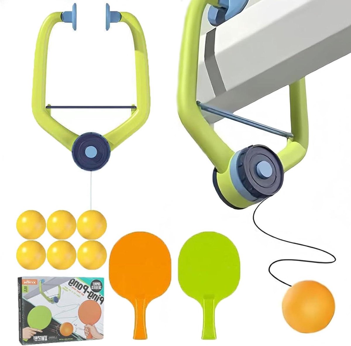 Pingpongspel Boven Deur - Tafeltennis Set - Interactief Spel - Hangend Deurframe - 245 x 195 x 58 cm