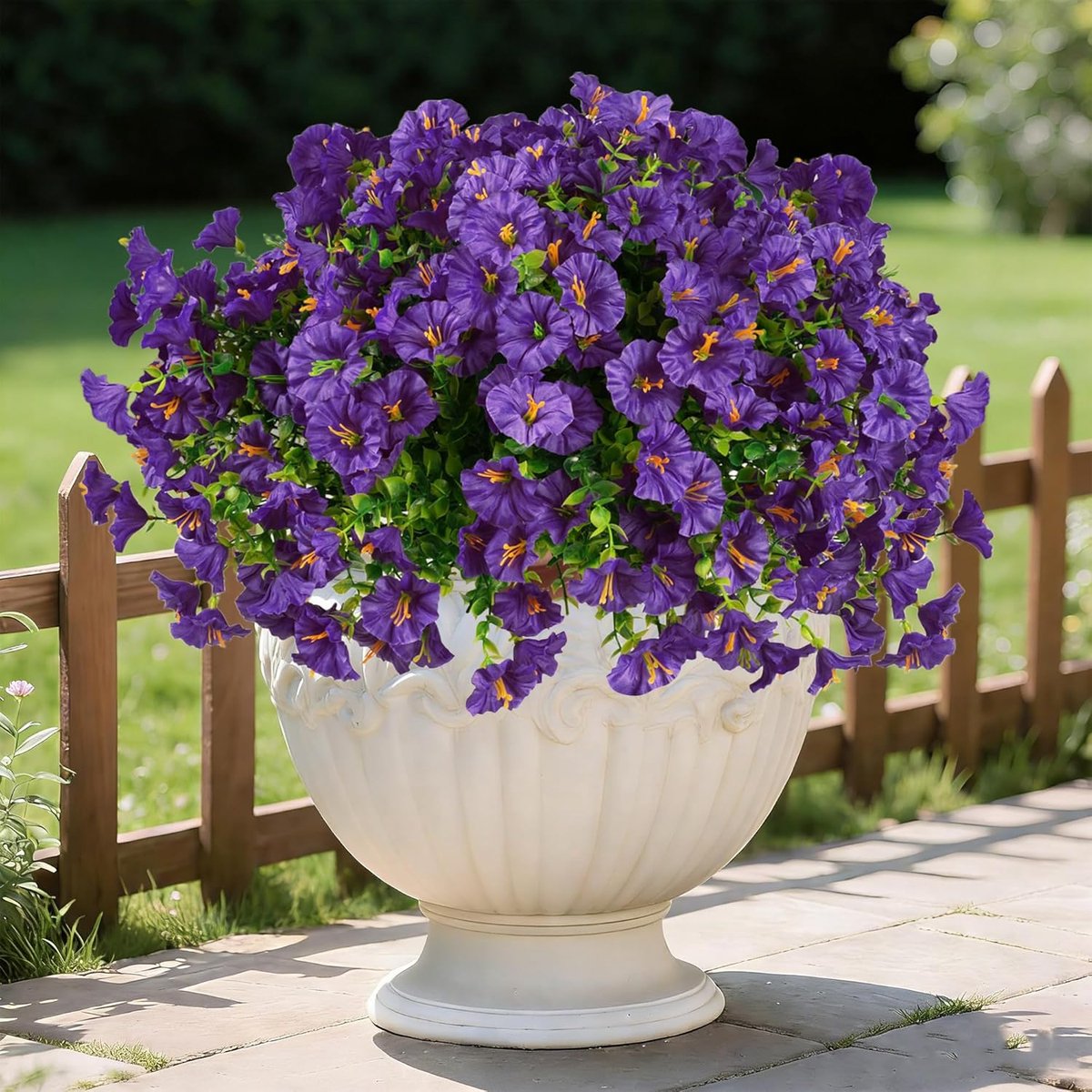 Kunstbloemen paars 16 stuks - uv-bestendige plastic bloemen - tuindecoratie - perfect voor binnen en buiten - m-winkel