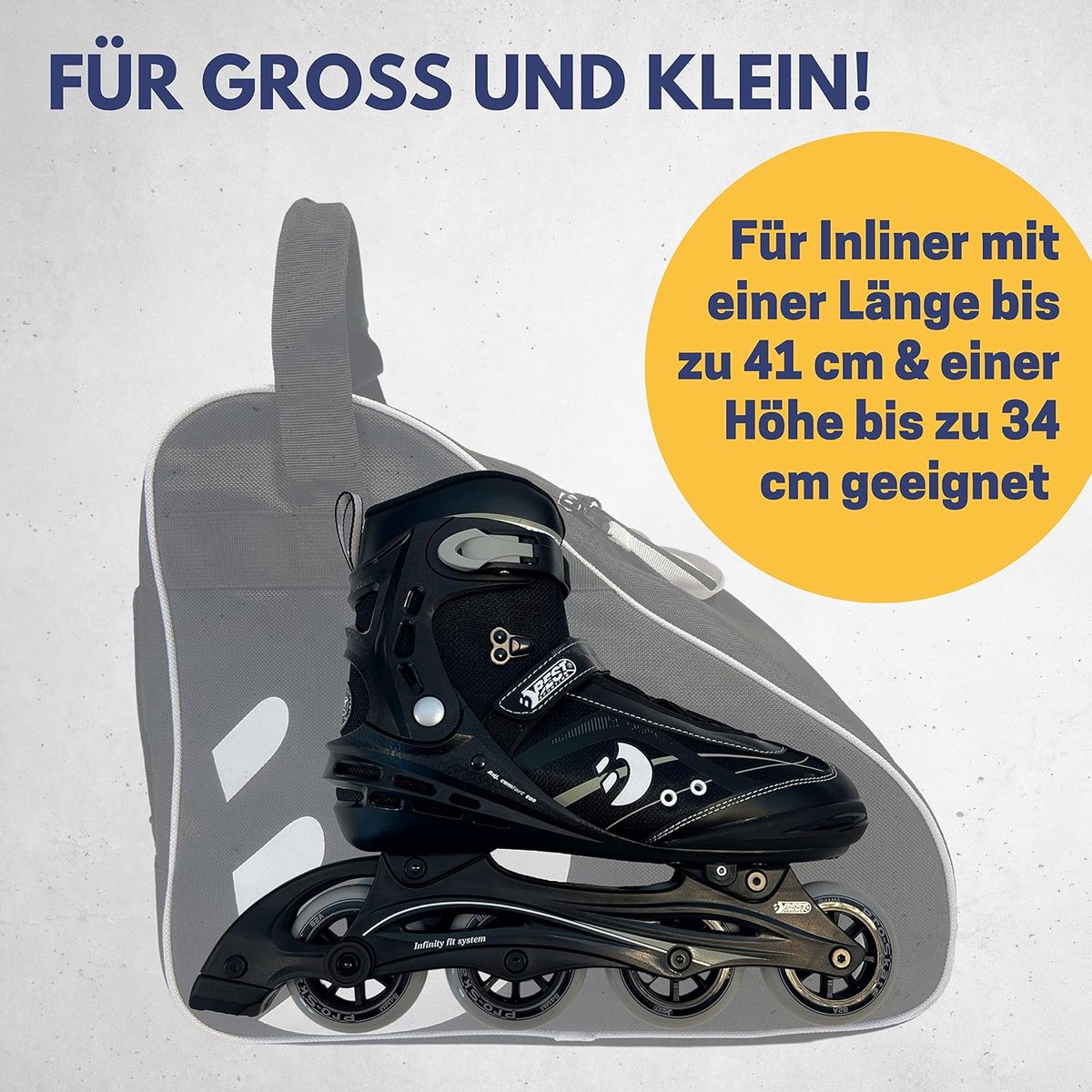 SnelShoppen - Grote Inline Skates Tas met Verstelbare Draagriem, Roller Skate Tas in Zwart, Duurzame Polyester Skates Bag voor IJs- en Inline Skates