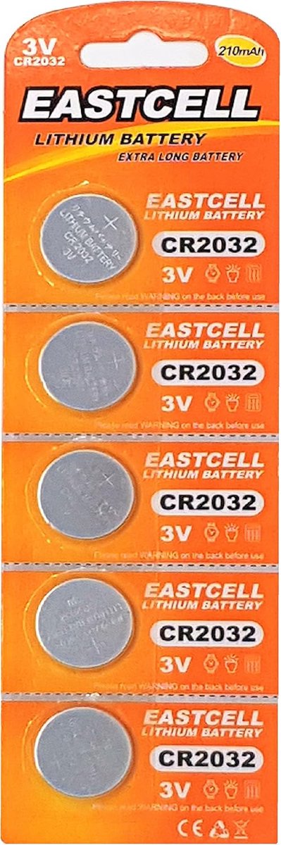 CR2032 knoopcelbatterijen 3 V - 210 mAh - 5 stuks in blisterverpakking - Geschikt voor diverse apparaten - SnelShoppen