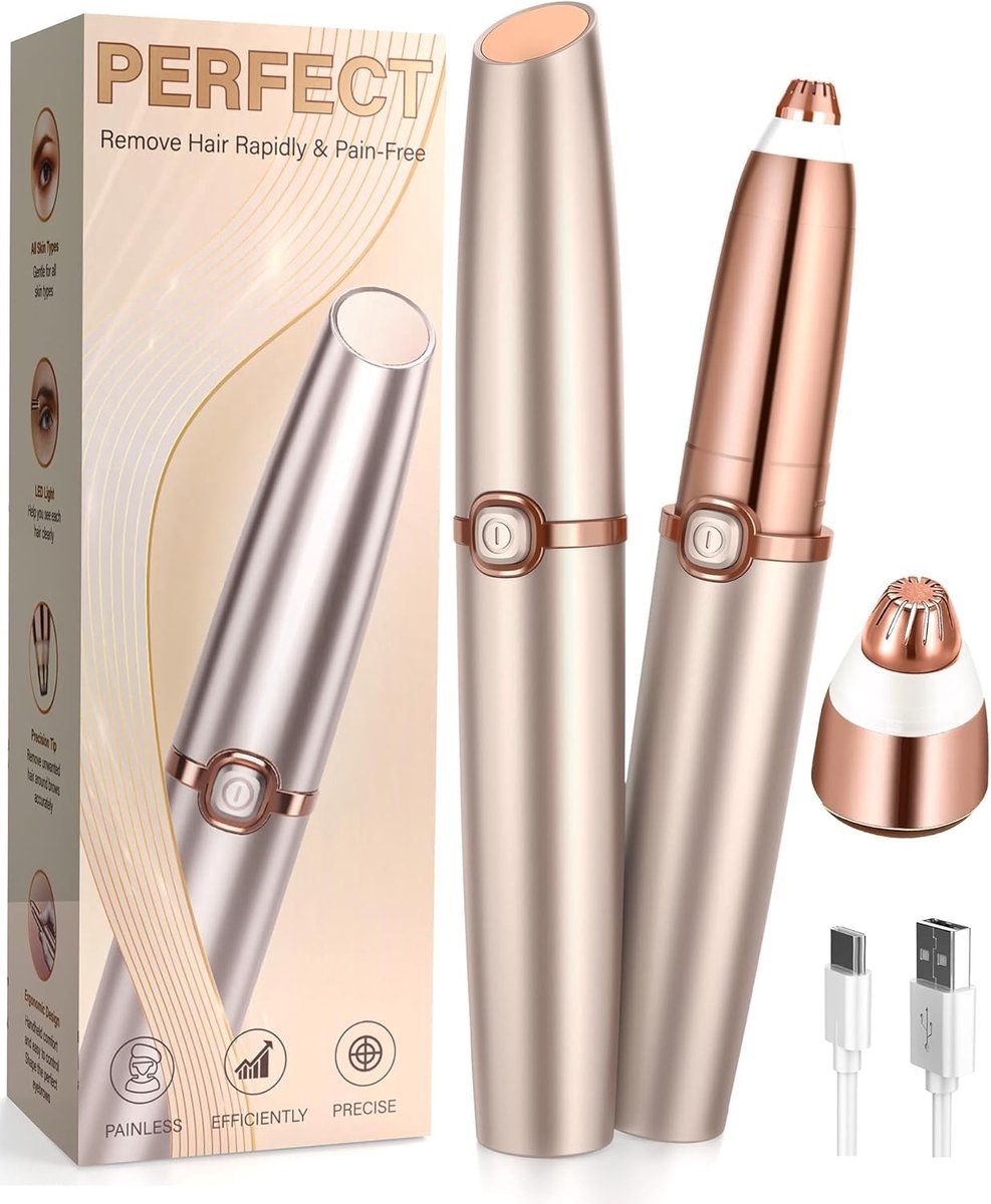 Elektrisch Wenkbrauwscheerapparaat - Hypoallergeen - USB-Oplaadbaar - LED-Verlichting - Voor Dames