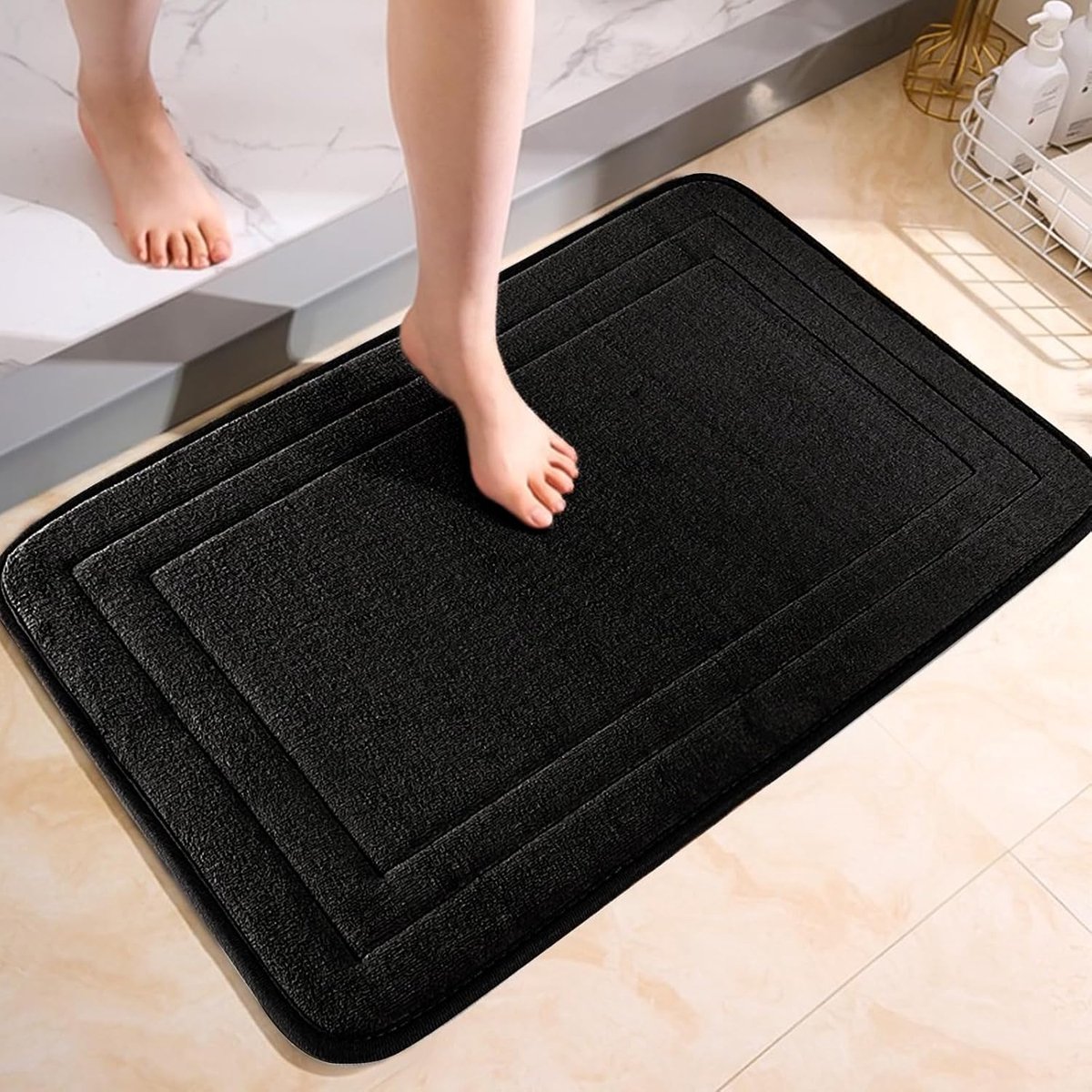 Badmat Memory Foam 50 x 80 cm - Zwart Microvezel - Antislip en Absorberend - Perfect voor Badkamer - SnelShoppen