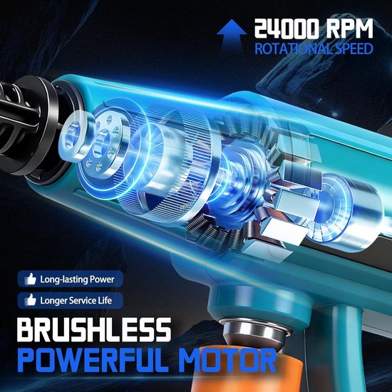 Accu-Hogedrukreiniger - 700 PSI Borstelloze Motor - 4 Snelheden - 45 Min Gebruiksduur - Voor Auto en Terras — afbeelding 2