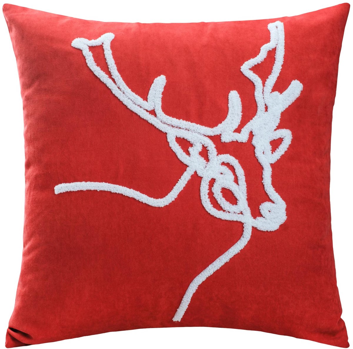 Darymex Suede - Suède Sierkussensloop - 45x45 cm - Geborduurd Rendier - Rood - Met Blinde Rits