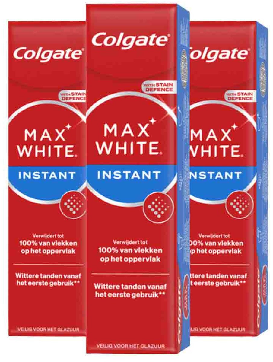Colgate - Tandpasta Max White Instant - 3 x 75 ml - Voordeelverpakking