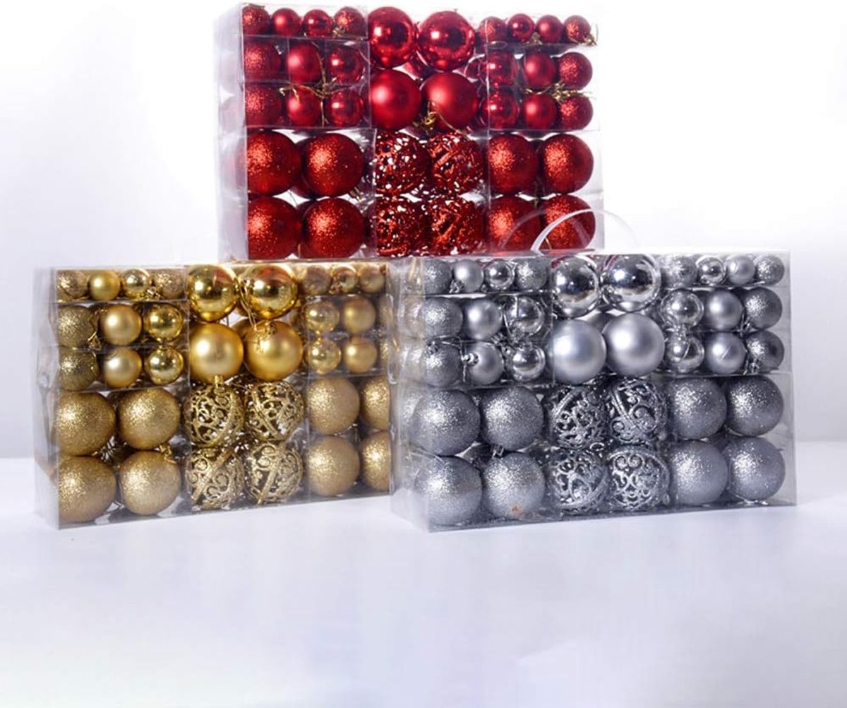 Kerstballen Set - Boom Decoratie Ballen - Kerstboom Versieren - 100 Stuks Inclusief Doos - 30-60 mm – foto 4
