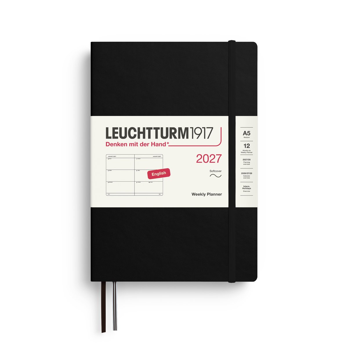 Leuchtturm1917 - 2027 - Agenda - Weekly Planner - A5 Medium 15x21cm - black - softcover