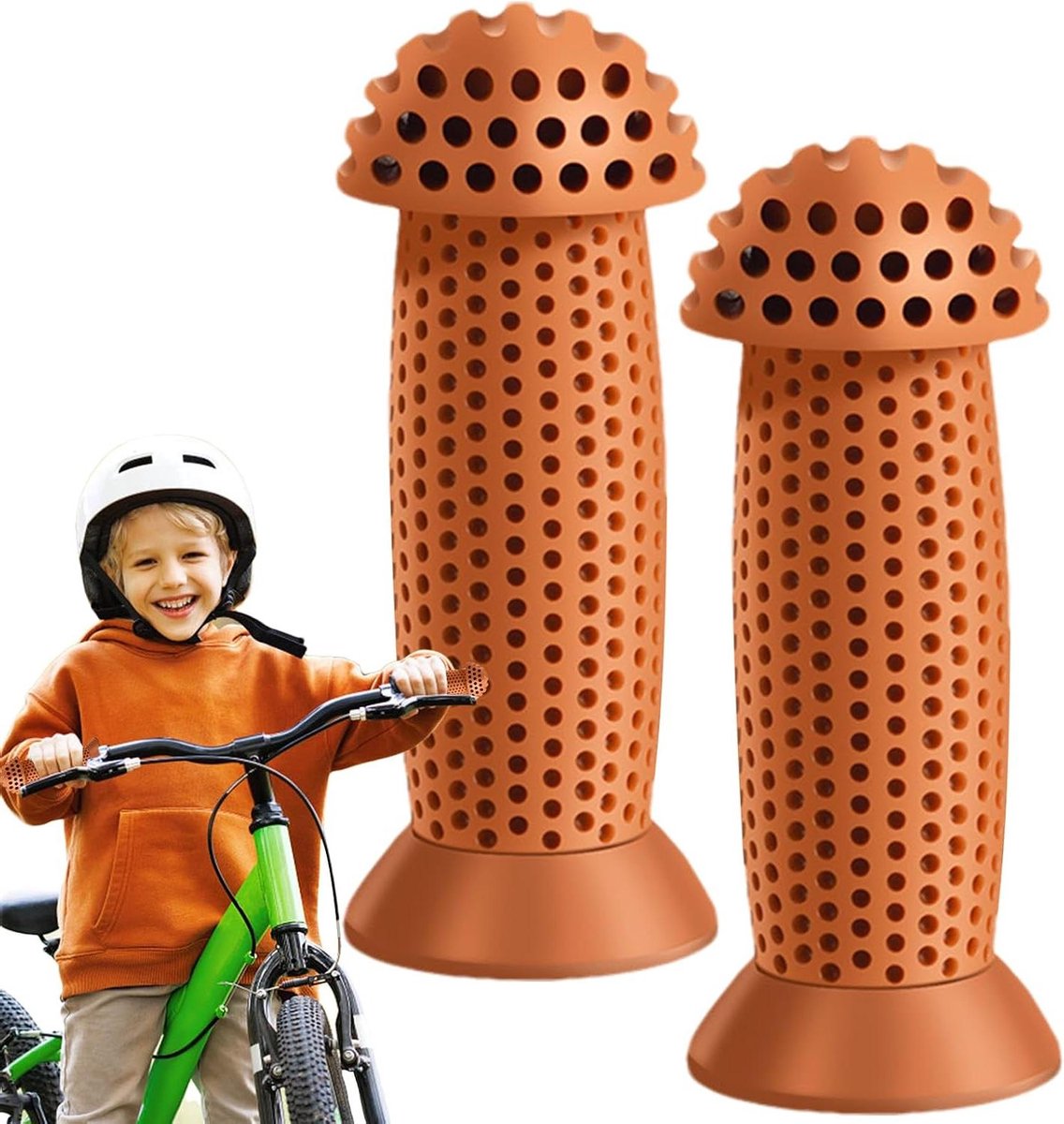Kinder Stuurgrepen - Fietshandgrepen Kinderen - Veilig Fietsen - Antislip Rubber - 2 stuks - Bruin