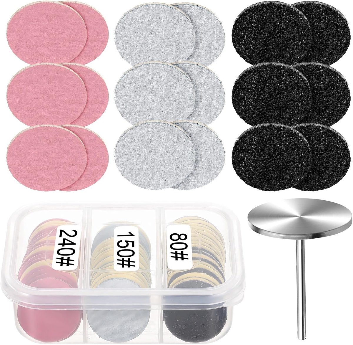 SnelShoppen - 61-delige Schuurpapier Set voor Pedicure, 25mm Pedicure Disc Vervanging, Voetvijl Kits voor Manicure en Pedicure Elektrische Verwijderaa