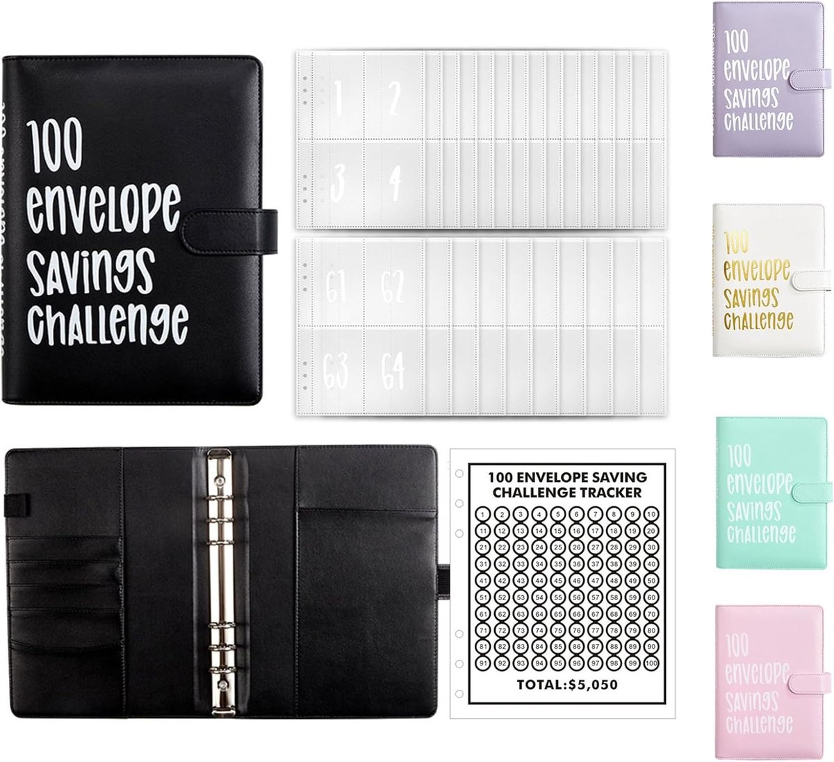 Budget Planner A5 - Faux leren binder - 100 enveloppen - Perfect voor thuis en op school - ShopVlot
