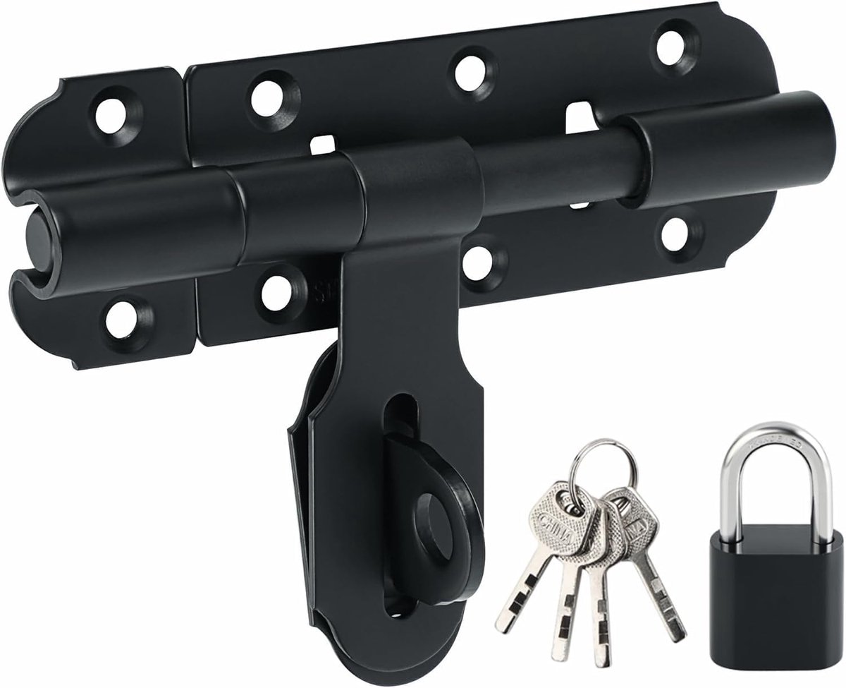 SnelShoppen - Deurknop Latch Slot 13,5 cm Zwart | RVS Latch Lock voor Tuinpoort, Hek, Raam en Schutting | Duurzaam, Roestvrij, Matte Afwerking