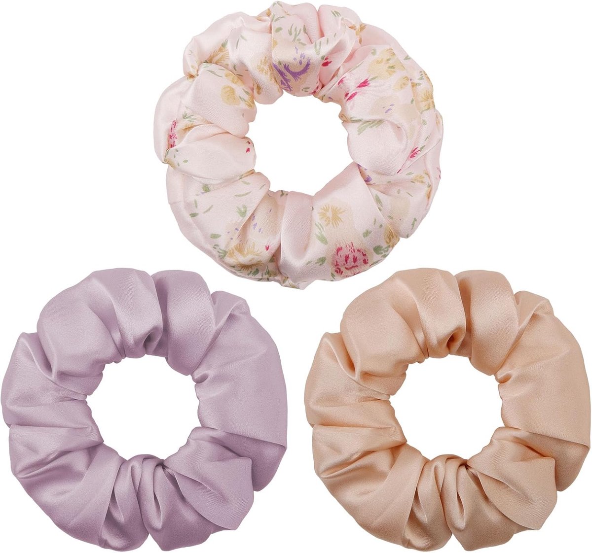 SnelShoppen - 100% Pure Mulberry Zijde Haar Scrunchies voor Vrouwen en Meisjes, Zachte en Glanzende Satin Scrunchies, Grote Haarbanden, Elastische Haa