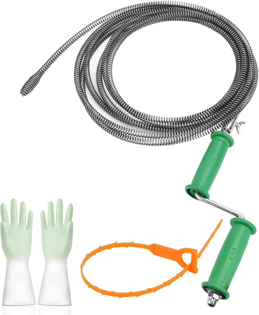 SnelShoppen - Drain Spiral, Afvoerruimer, Spiral Drain, Buizenreinigingsslang, 10 mm x 5 m, Hoogwaardig Manganese Staal, Ideaal voor Toiletten en Duct