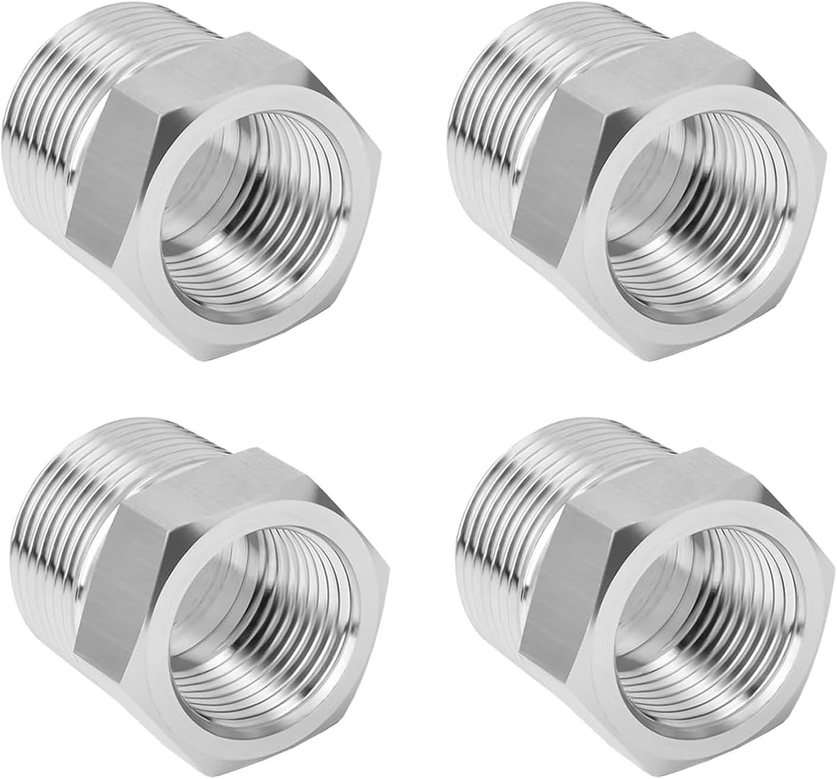 Reducer 1/2 naar 3/8 inch - 4 stuks adapters - roestvrij staal - ideaal voor pijpverbindingen - ShopVlot