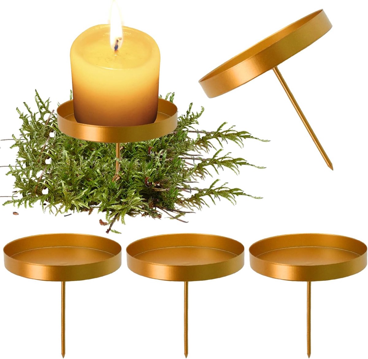 Set van 4 IJzeren Kaarsenhouders in Vintage Retro Stijl voor Tafeldecoratie op Bruiloften en Feestjes - Goudkleurig en Elegant