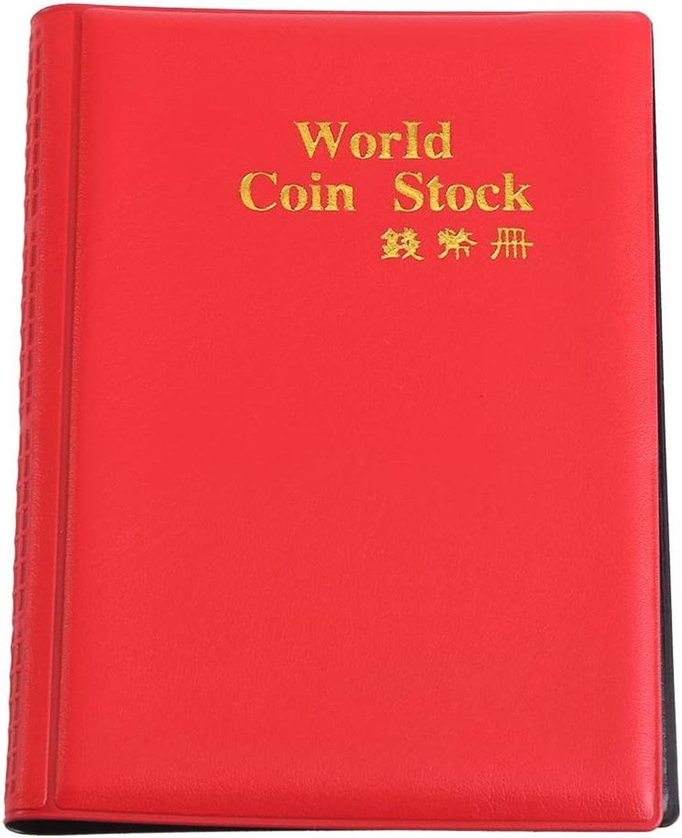SnelShoppen - Coin Album met 120 Compartimenten, Muntenverzamelalbum, 10 Pagina's, Transparant en Duurzaam, Rood, Ideaal voor Munten, Tokens, Medaille