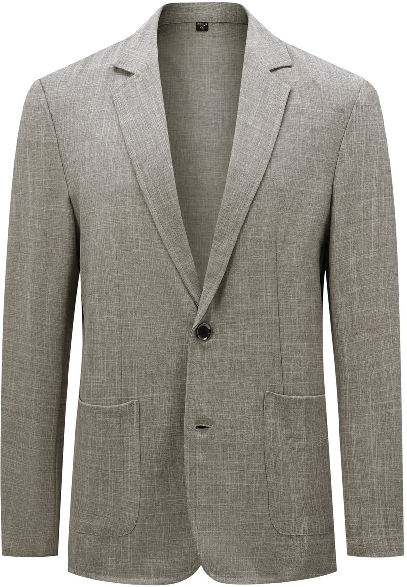 ALLTHEMEN Heren Linnen Blazer Effen Kraag Twee Knopen - Kreukherstellend - L