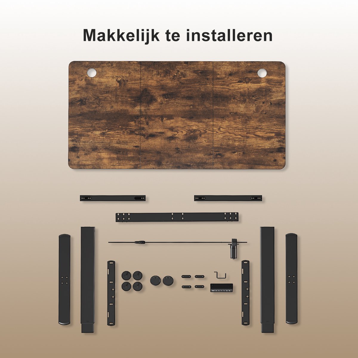 Devoko Elektrisch Verstelbaar Zit-Sta Bureau 120x60 cm Breed – Hoogte 73–118 cm – 2 Geheugenstanden, Zit-Herinnering, LED-Display en USB – Draagvermogen 70 kg – Vintagebruin thumbnail 5