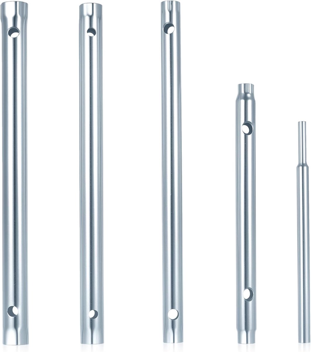 Set van 4 dopsleutels voor kranen, set lange buissleutels voor hydrauliek, dubbele zeshoekige buissleutels voor reparatie en het vastdraaien van spoelbakken (6-7, 8-9, 10-11, 12-13 mm) + 1 huls