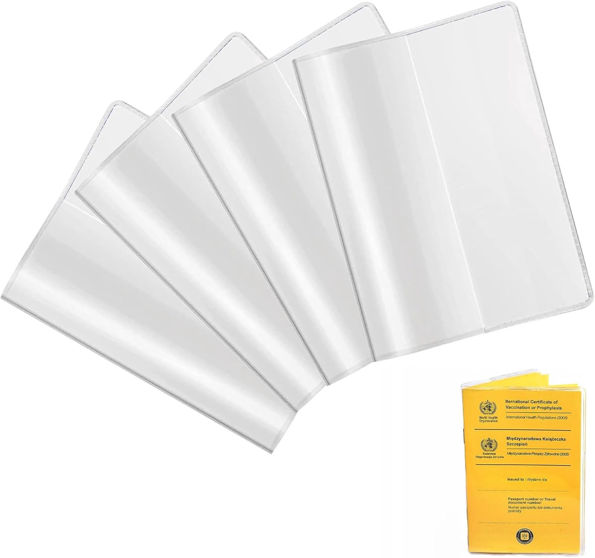 4 stuks vaccinatiepaspoorthoes, transparante pvc-beschermhoes, waterdicht, scheurvast, vaccinatiekaart, beschermhoes geschikt voor 93 x 130 mm, nieuw vaccinatiepaspoort voor volwassenen en
