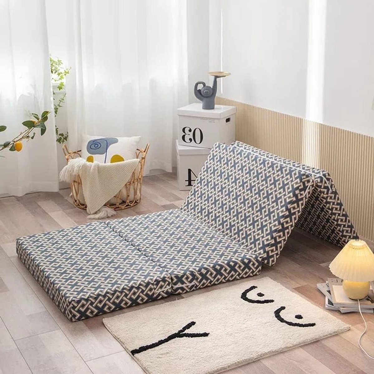 Opvouwbaar Matras - Gastenmatras Slaapmat - Tijdelijk Slapen - Ruimtebesparend Ontwerp - 200x60x5 cm - Geel