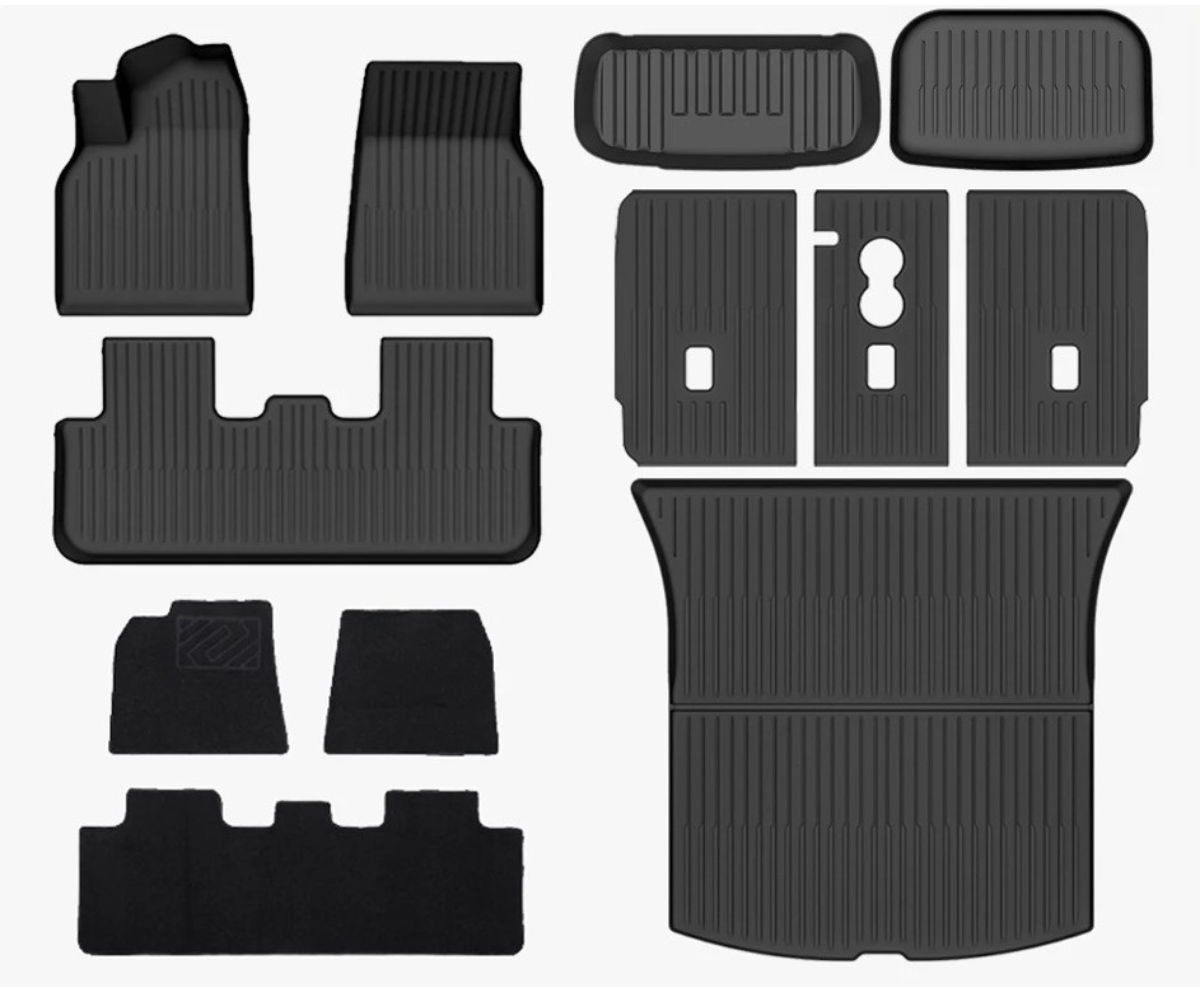 Tesla Model Y Juniper Standard RWD Complete Mattenset Rubber + Velours – Interieur, Trunk, Frunk en Achterbank – Interieur Accessoires
