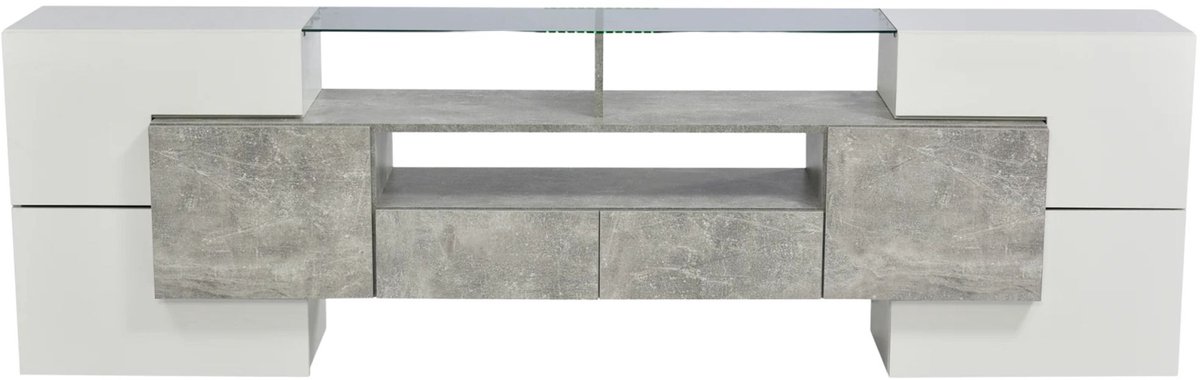 Happiq TV Meubel 200 cm Zwart – Modern TV Dressoir met Opbergruimte Wit