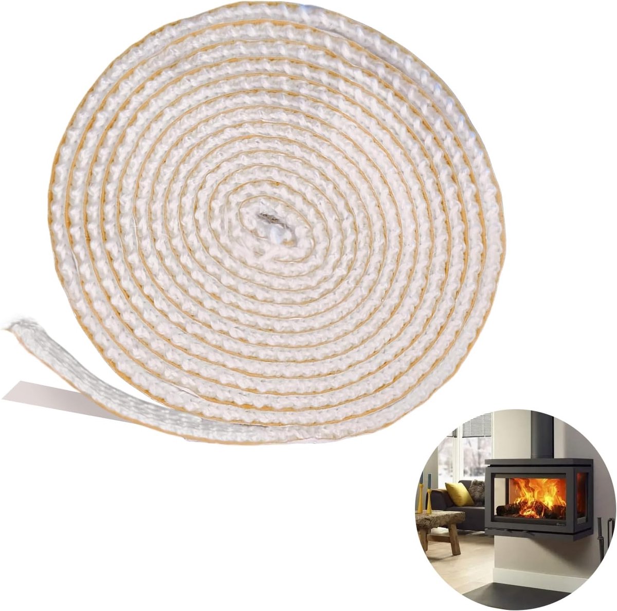 SnelShoppen - 2 Meter Haard Gasket, Houten Kachel Gasket, Vezelglas Warmtebestendig tot 500 °C voor Haardoven Deur, Schoorsteenbuizen