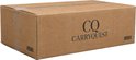 Bruine kartonnen doos met 'CQ CARRYQUEST' logo.
