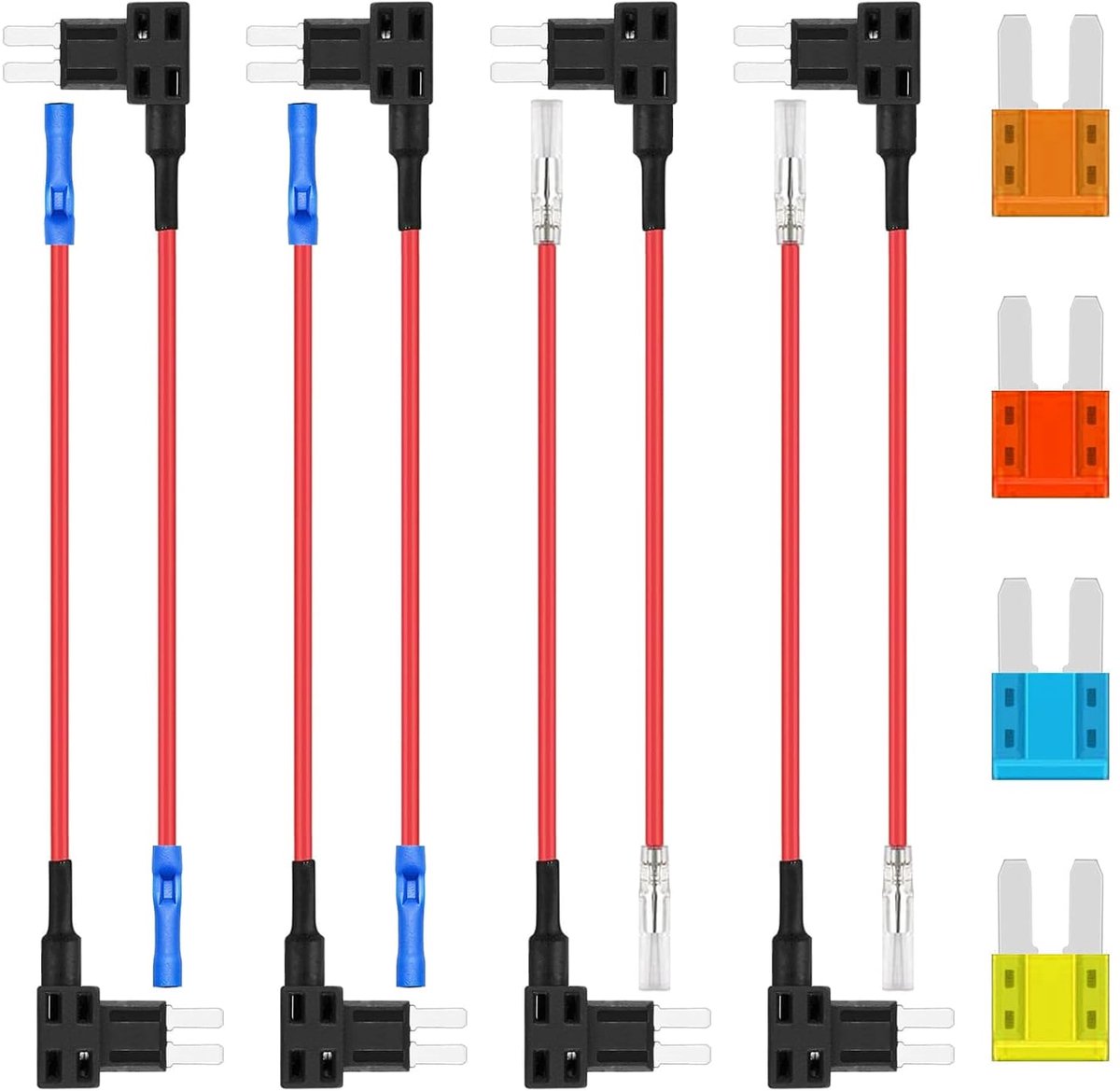 Zekeringkraan, Piggy Back Zekeringhouders 12 V Adapter Voeg een Circuit toe met MICRO2 Blade Zekeringen 5A 10A 15A 20A voor auto's (Pack van 8 stuks)
