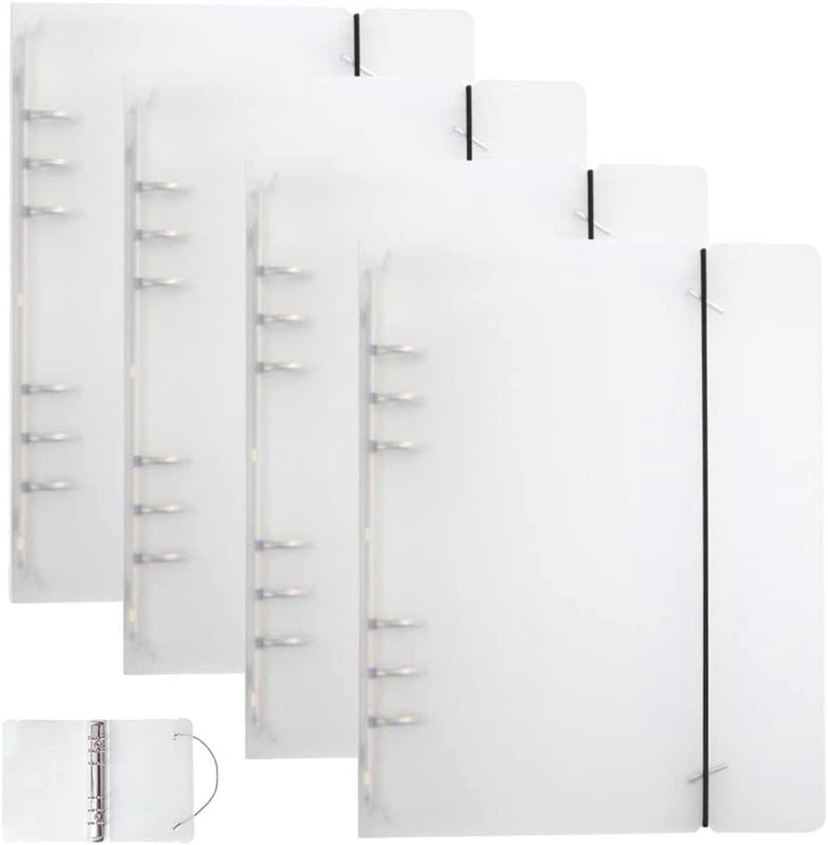 Navulbare A5 Ringband 4 Stuks - Hardplastic Notitieboek met 6-Ringen