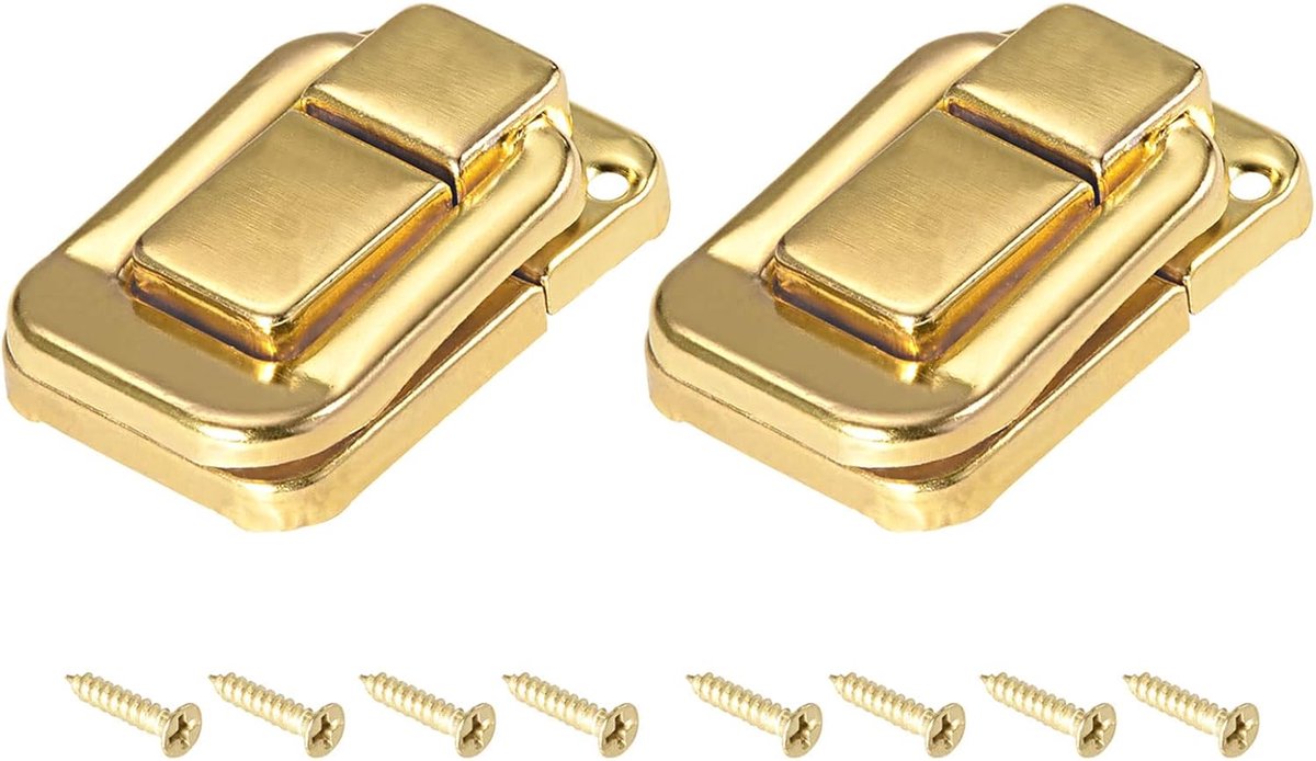 Schakelslot (48 mm x 32 mm) 2 stuks ijzeren kliksluiting - voor kasten, boxen, reiskoffers, goudkleur