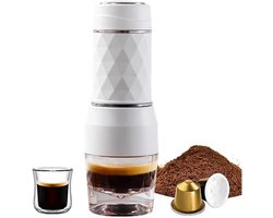 Draagbaar Koffiezetapparaat - Espressomachine Handmatig - Koffie Zetten Overal - 3-In-1 Warm Koud - 100 Milliliter - Wit