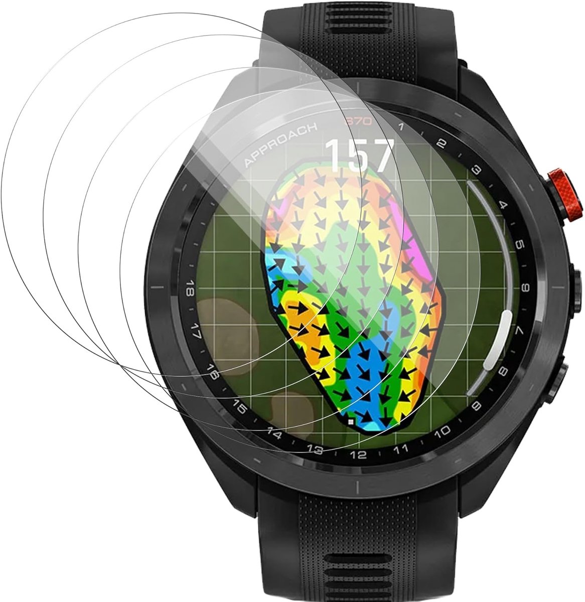 pantserglas voor Garmin Approach S70 47 mm, 9H gehard glas displaybeschermfolie, HD helder, krasbestendig, zonder luchtbellen, Sensitive Touch, Case Friendly