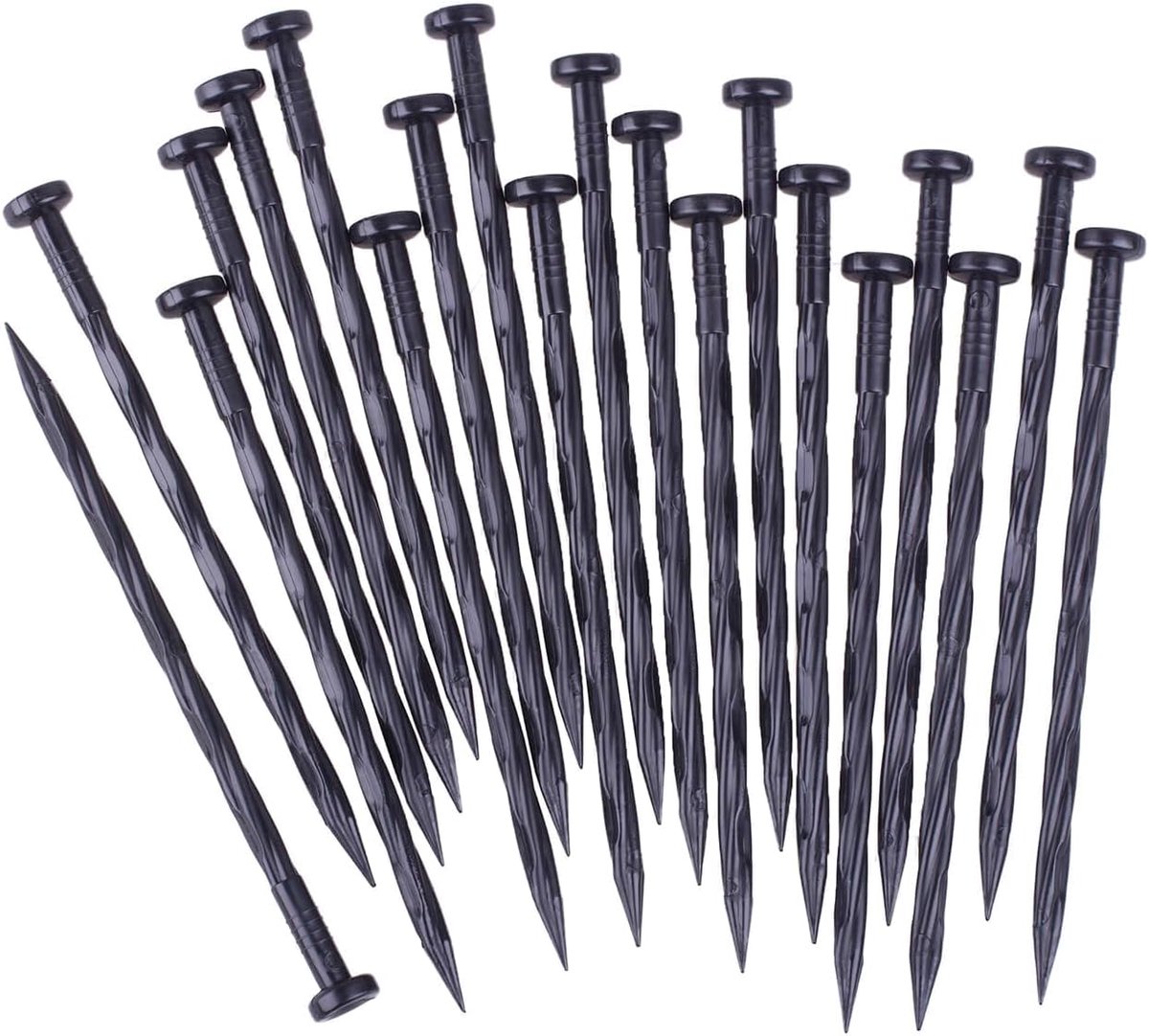 SnelShoppen - Grondankers Set van 20, Grondbeugels 20 cm Lang, Zwart, Kunststof Grondpinnen voor Tuin, Onkruiddoek, Tuinfleece, Terras, Camping