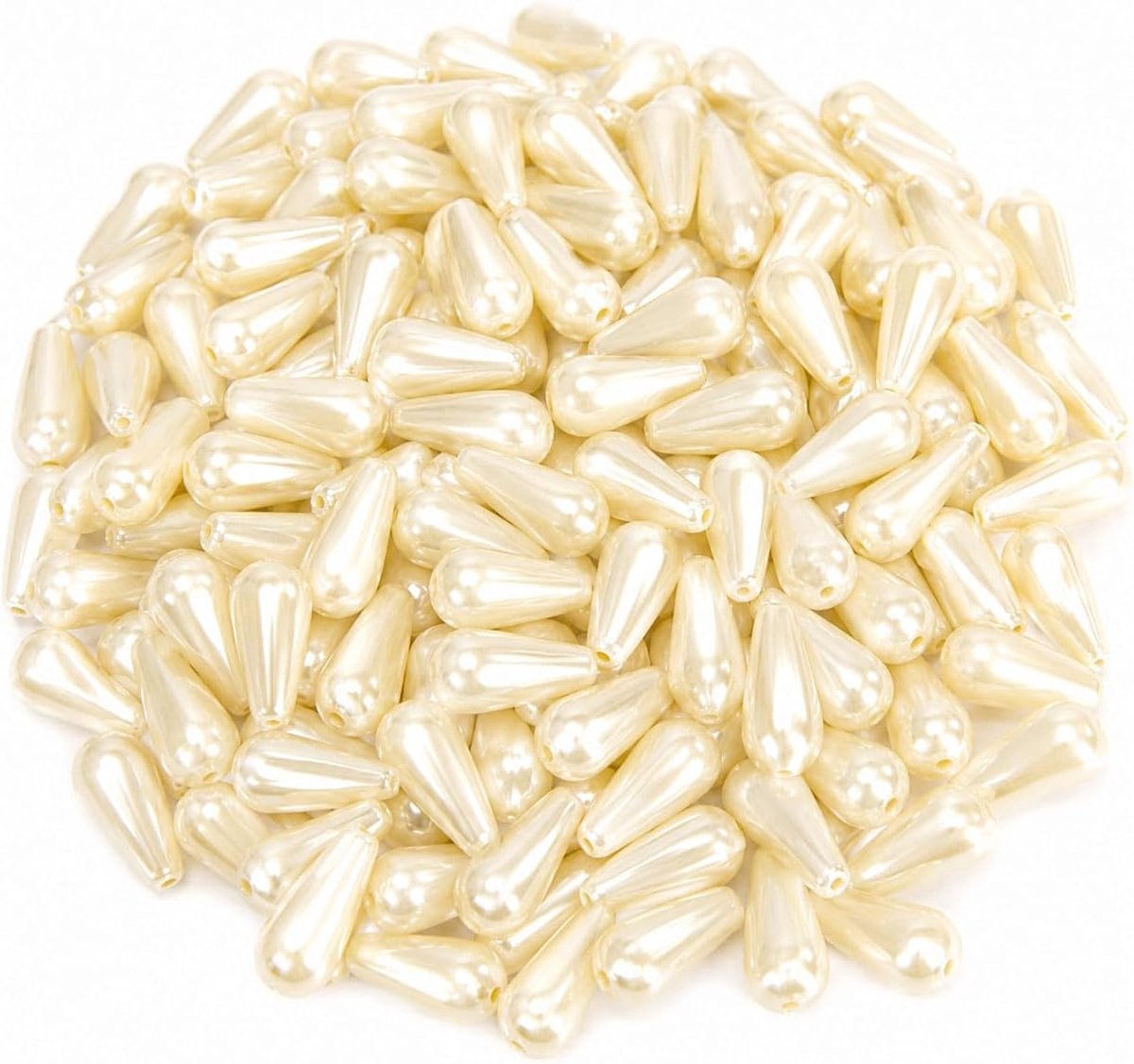 Gekweekte parels, imitatieparels, parelmoer waxparels, 200 stuks, 10 x 6 mm crème-druppels, kunstparels, voor bruiloft, feest, decoratie, sieraden, knutselen