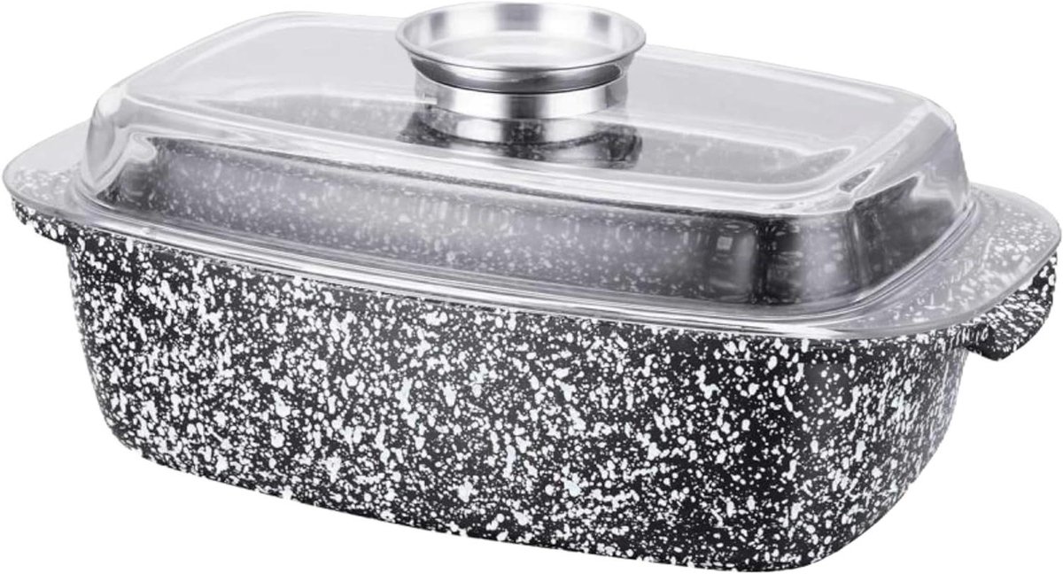 Braadpan met deksel - Gietijzeren pan - Energiezuinig braden - Antiaanbaklaag - 45 Liter - Grijs