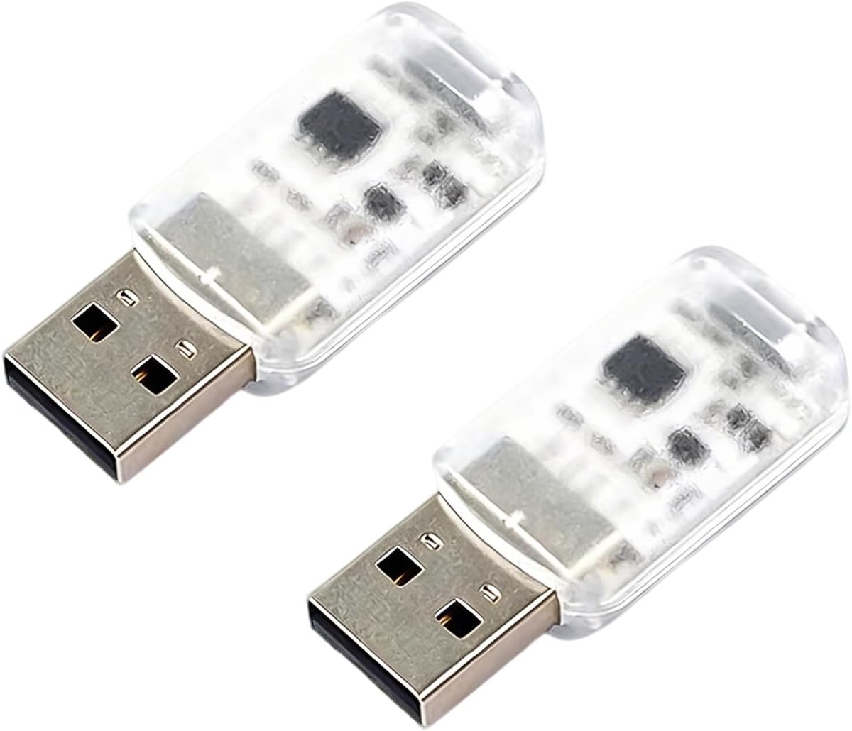 USB-ledverlichting mini - 2 stuks - muziekmodus met 7 kleuren - sfeerverlichting voor auto en laptop - ShopVlot