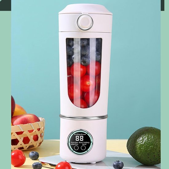 Draagbare Blender - Mini Blender - Gezonde Drankjes Maken - 12 RVS Messen - 700ml - Wit — afbeelding 2