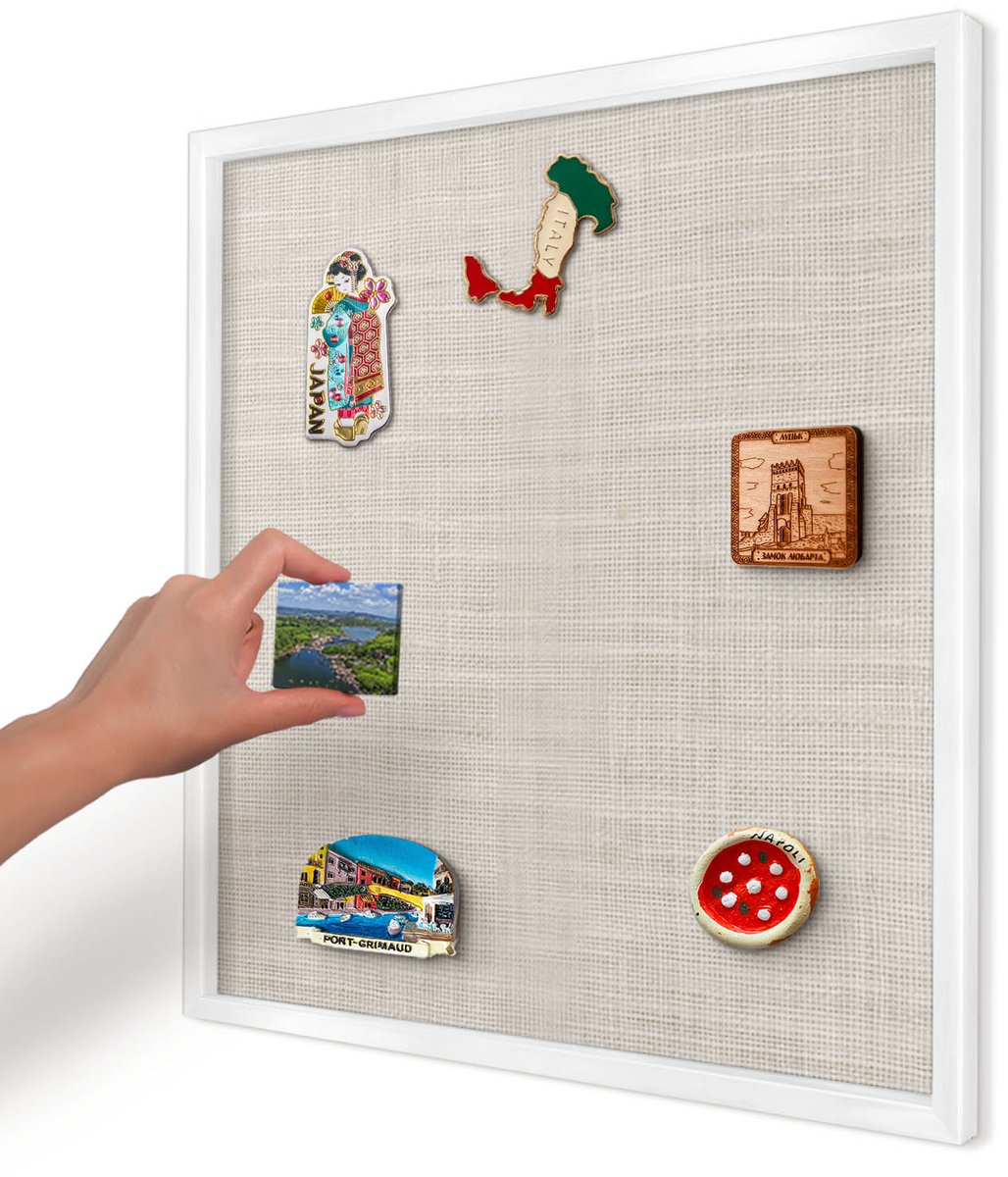 Artprintcave Beige Magneetbord mit Witte Lijst - 50x50 cm - Subtiele Elegantie Notitiebord - Scandinavisch Magneet Bord mit Frame - Texturen