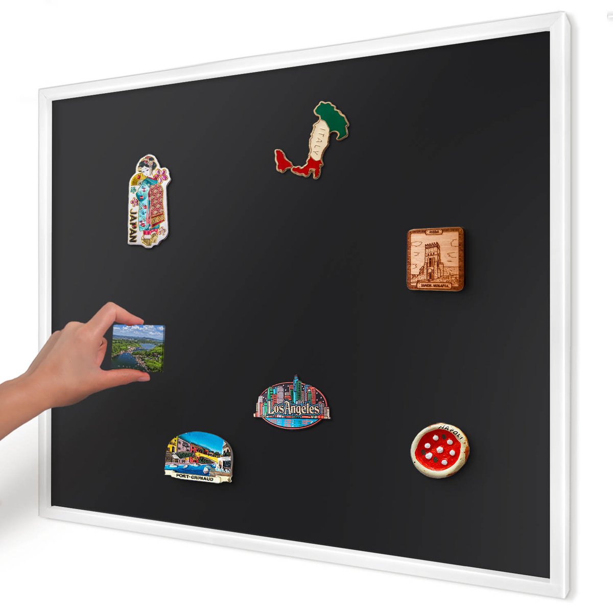 Artprintcave Zwart Magneetbord mit Witte Lijst - 80x60 cm - Zwart Magnetisch Bord - Minimalist Notitiebord - Achtergronden En Patronen