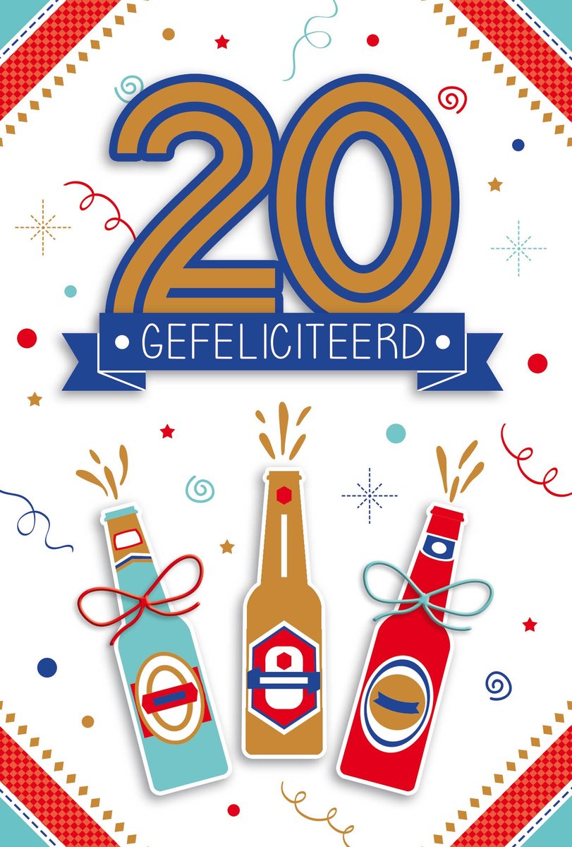 Wenskaart | 6 stuks | Luxe 3D wenskaart 20 jaar man