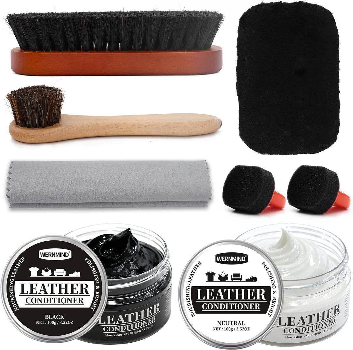 Schoensmeer Set - Zwart - Onderhoudsset voor Leren Laarzen - Inclusief Leerreiniger - Voor Schoenen en Laarzen