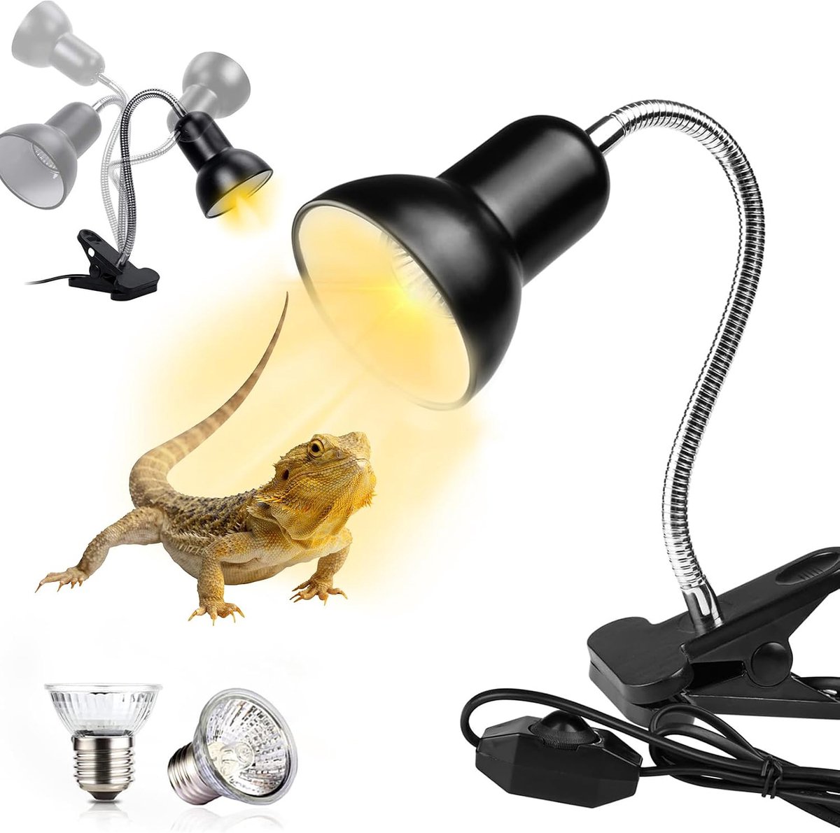 Schildpadwarmtelamp - 360° Draaibare Warmtelamp Voor Reptielen - Dimbaar UVB-Licht Reptielenset - Met 2 * 25w Lampen