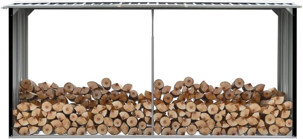 Tuinschuur Verzinkt Staal - Houtopslag Schuur - Hout Opslaan - Schuin Dak Ontwerp - 330 x 92 x 153 cm