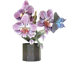 Makebug, 3D Modelbouwpakket, Bloem Orchidee met Vlindertje Pipevine Swallowtail, Flower, Moth Orchid, MB-D-0069