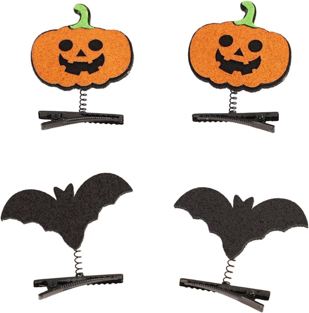SnelShoppen - Halloween Haarclips Schrik Haarspeldjes voor Vrouwen, Meisjes, Jongens en Mannen - Pompoen en Vleermuis Zwarte Haaraccessoires voor Hall