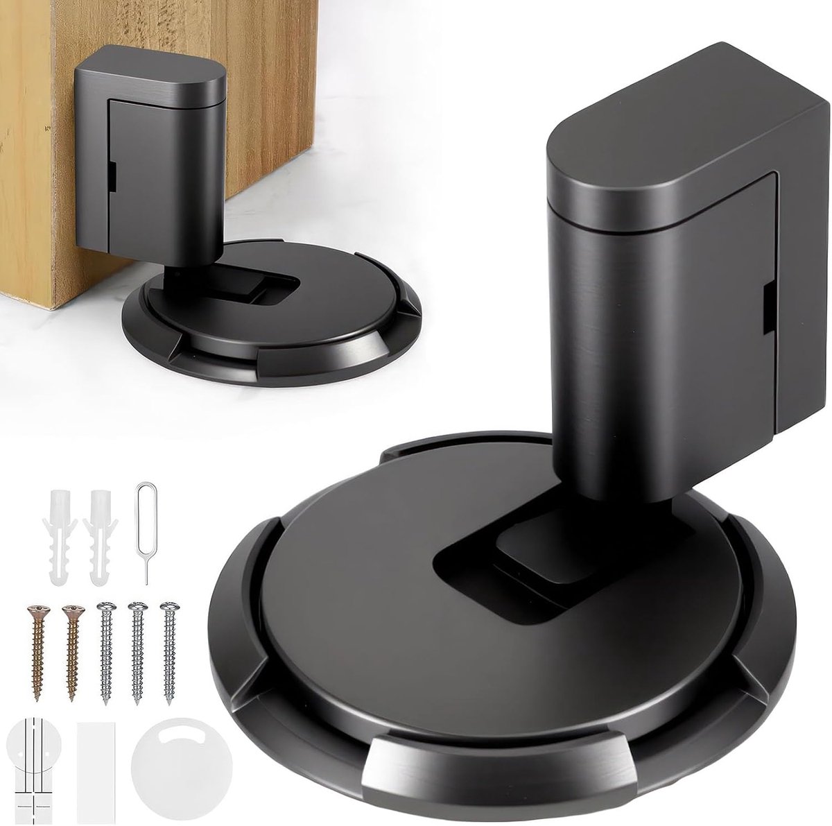 SnelShoppen - Deurstopper Vloer Geen Boren Zware Deurhouder Zelfklevend Mechanische Deurstop Metaal Windproof Deurbuffer Modern Hoogte Verstelbare Deu